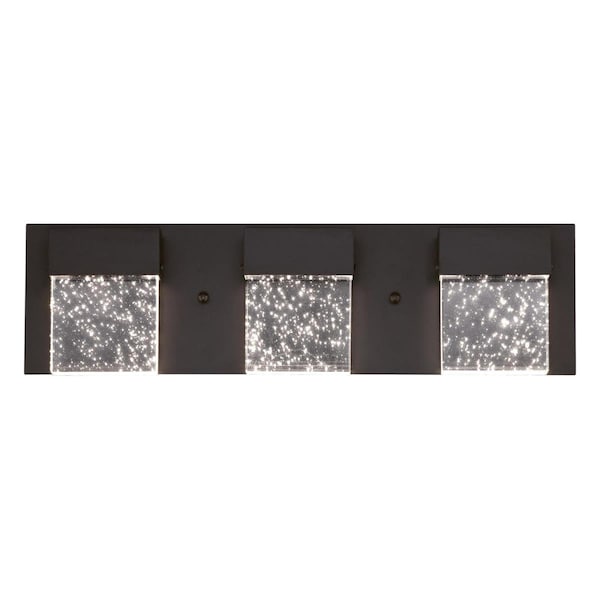 Westinghouse Fixture Wall LED Dimmable 21W 3-Light Cava II, Matte Black Solid Cube Bubble Glass 6372600 - main